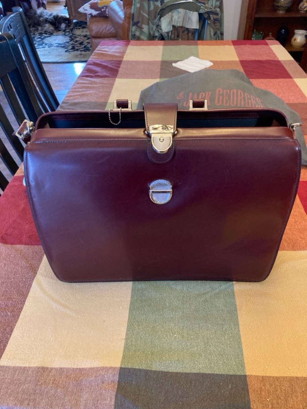 REDUCED!! Jack Georges Burgundy Elements Classic European Leather Briefbag